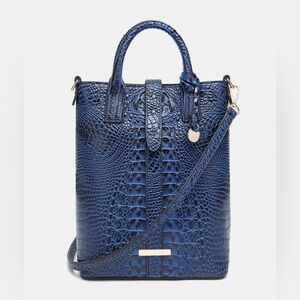 Blue Crocodile Embossed Lux Tote Bag NEW